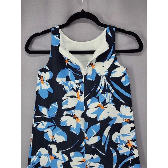 Milly Minis Dress Girls 8 Navy Blue White Floral Sleeveless Lined A Line Shift - Picture 3 of 9